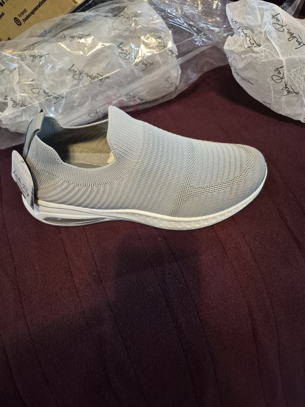 Women's Slip-On Knit Loafers in Light Gray - Comfortable Everyday Style
